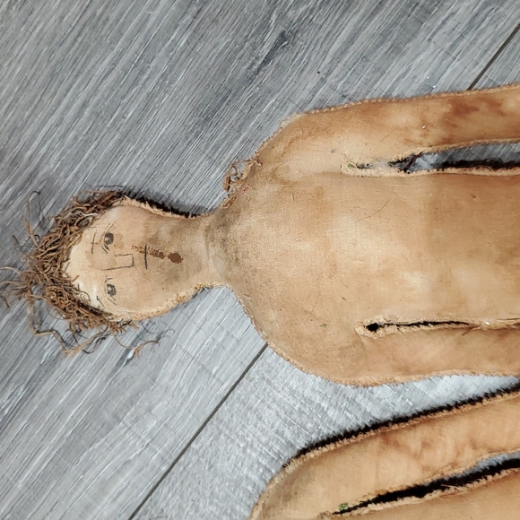 Set of 3 primitive country farmhouse shabby chic tea stained boy dolls decor - Picture 4 of 5